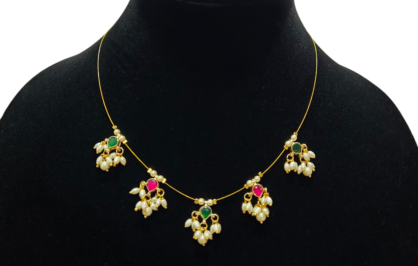 Alternate Blush & Emerald jadav drop Necklace