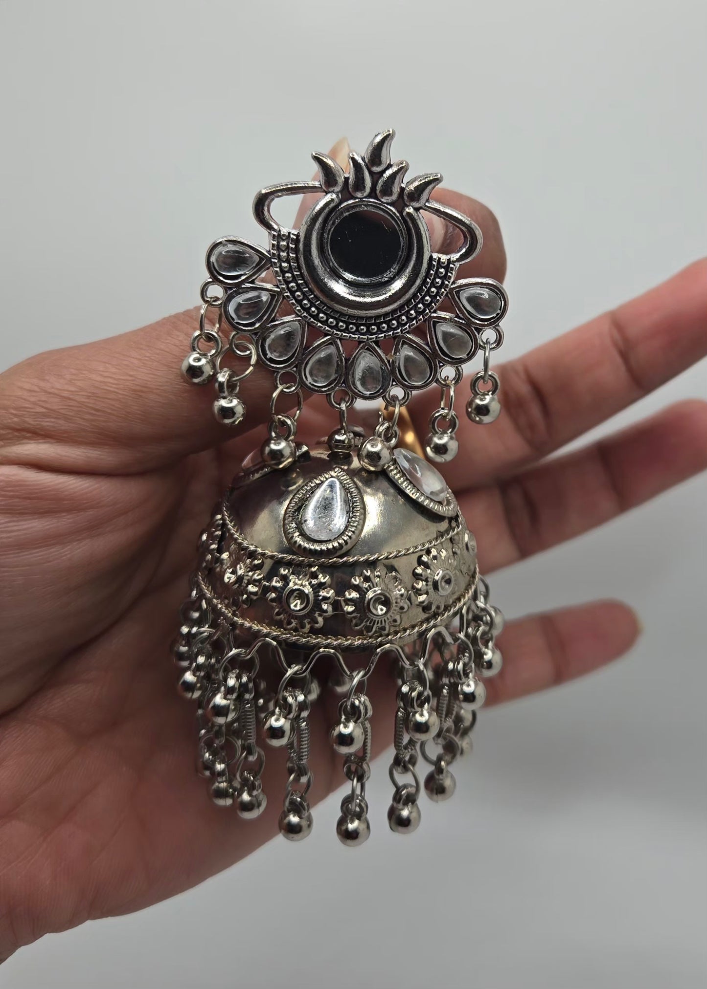 Oxidized coated extra large jhumkis
