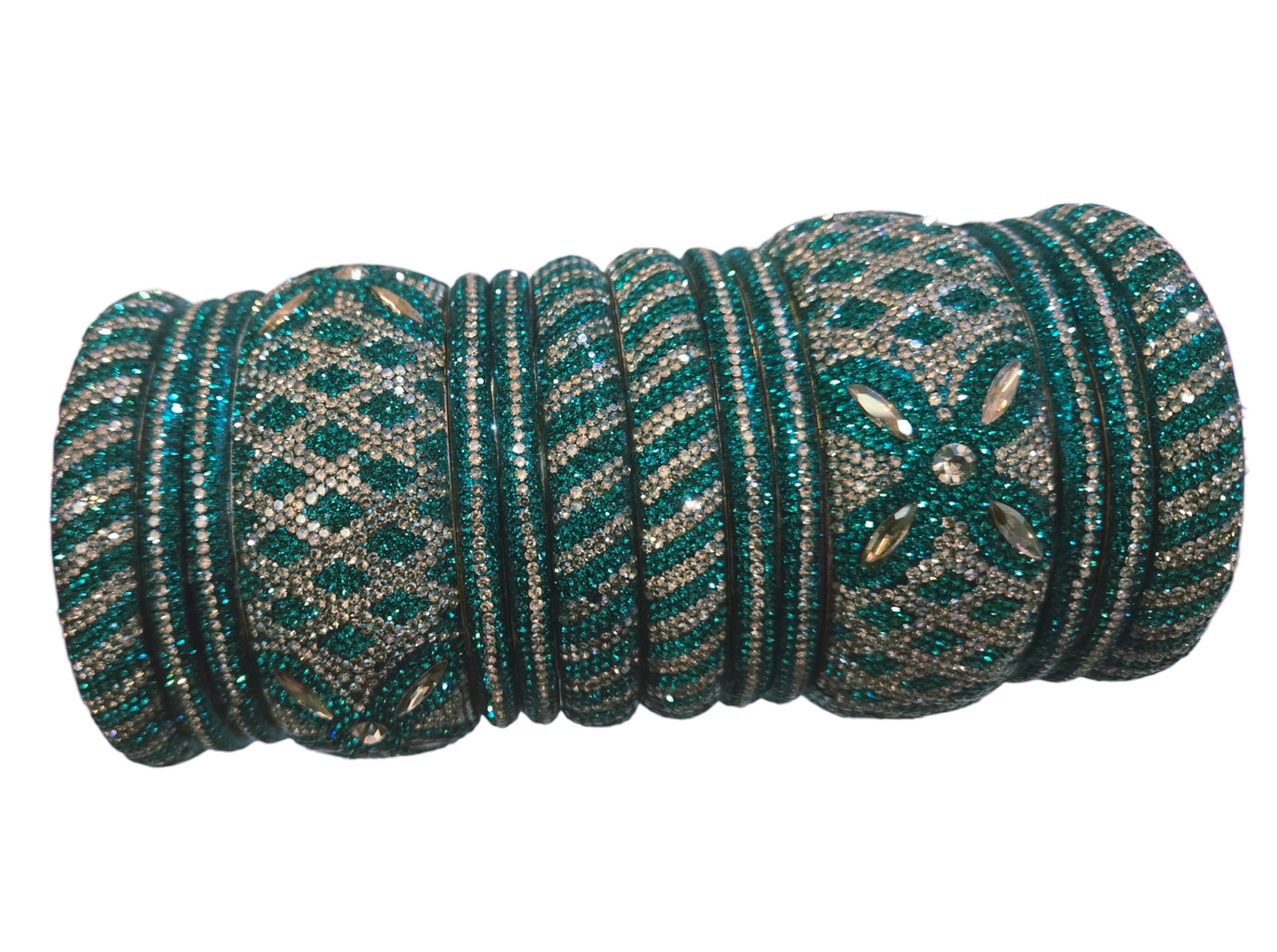 Premium quality heavy stone bangle set - Petal Design