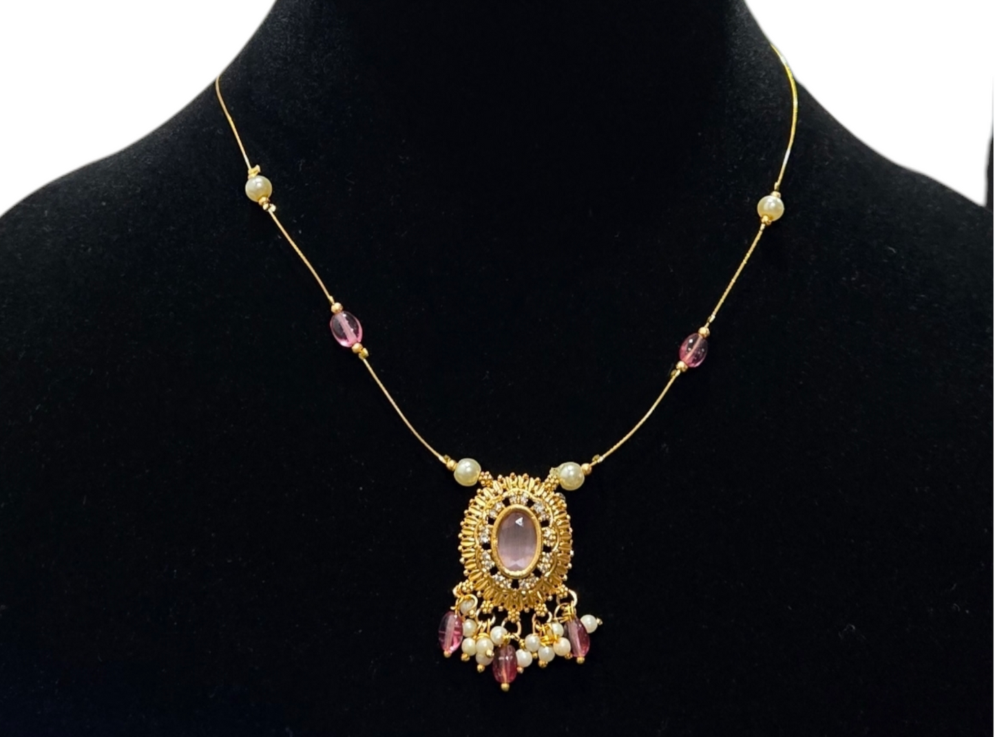 Blush Radiance Pearl-Cluster Floral Pendant Necklace