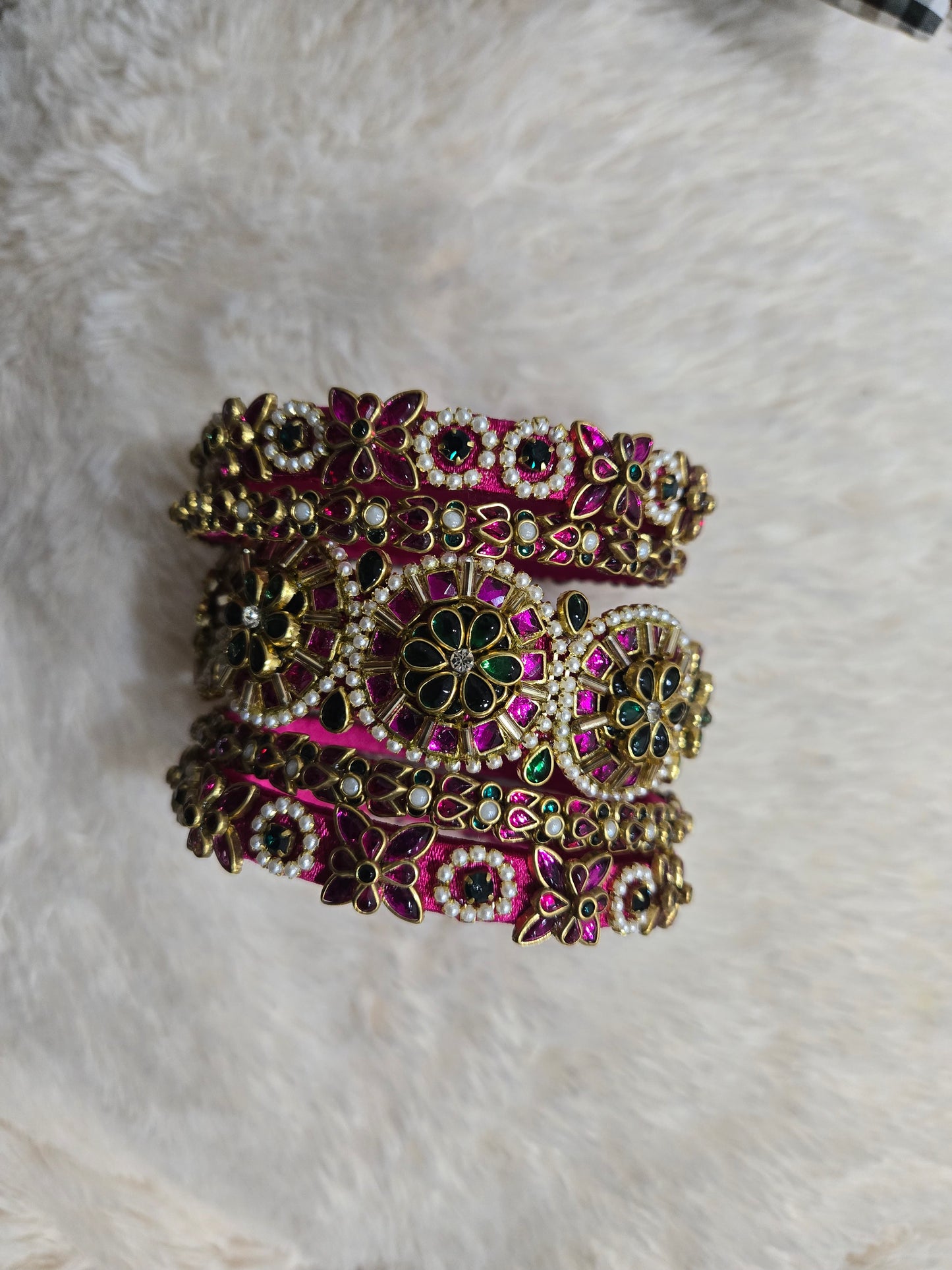 Heavy handmade kundan bangle set
