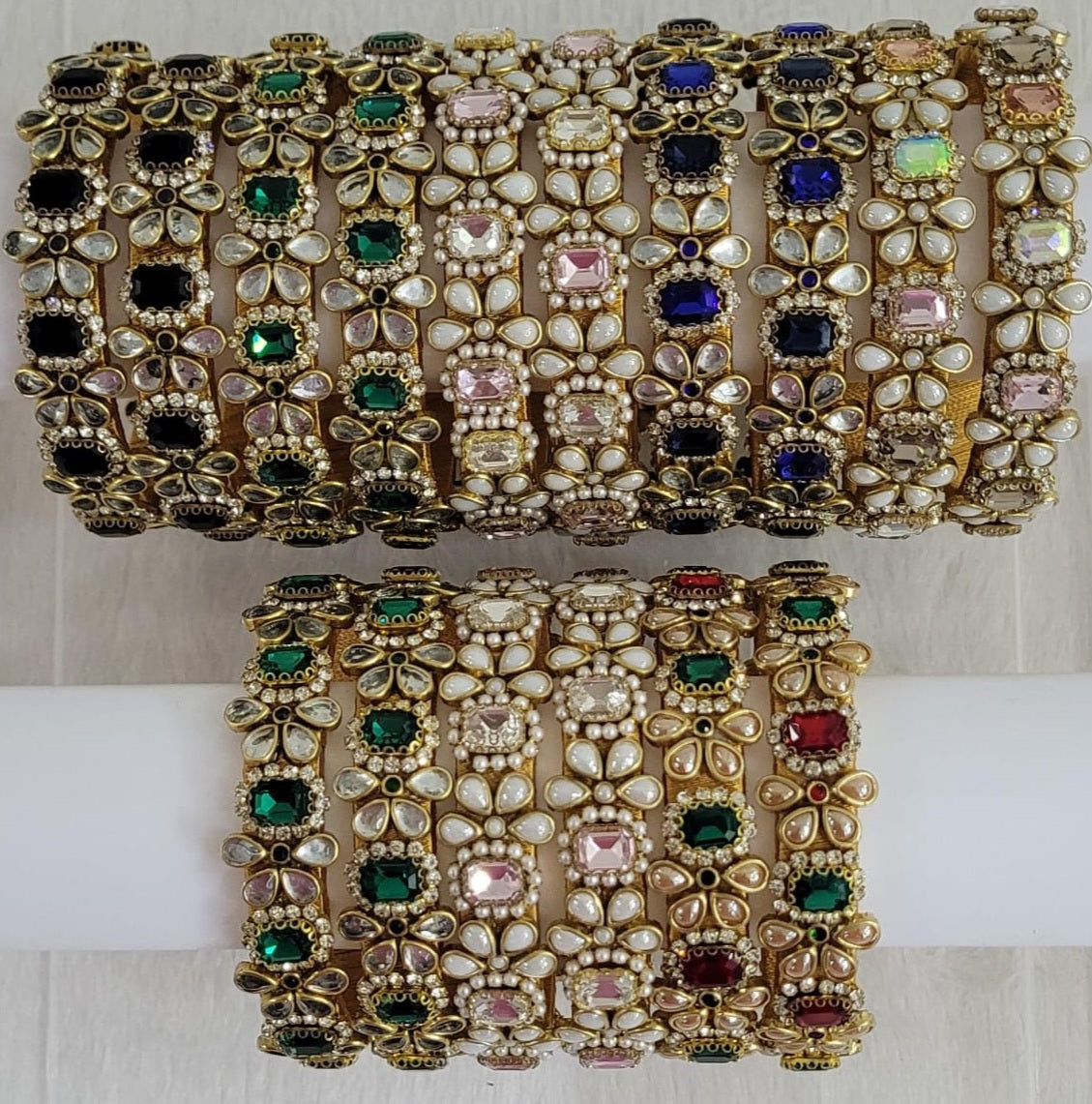 Beautiful Silk Thread Bangles- Multi Stones/Kundans