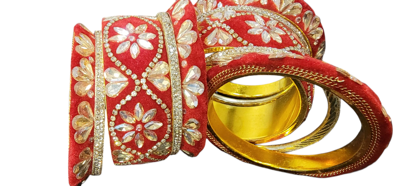 Rajwadhi Velvet Churiya Set Red- Most trending collection