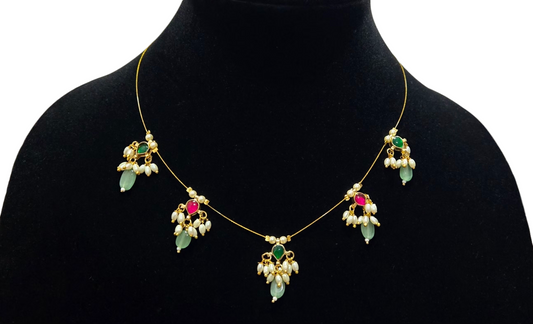 Alternate Blush & Emerald jadav drop Necklace