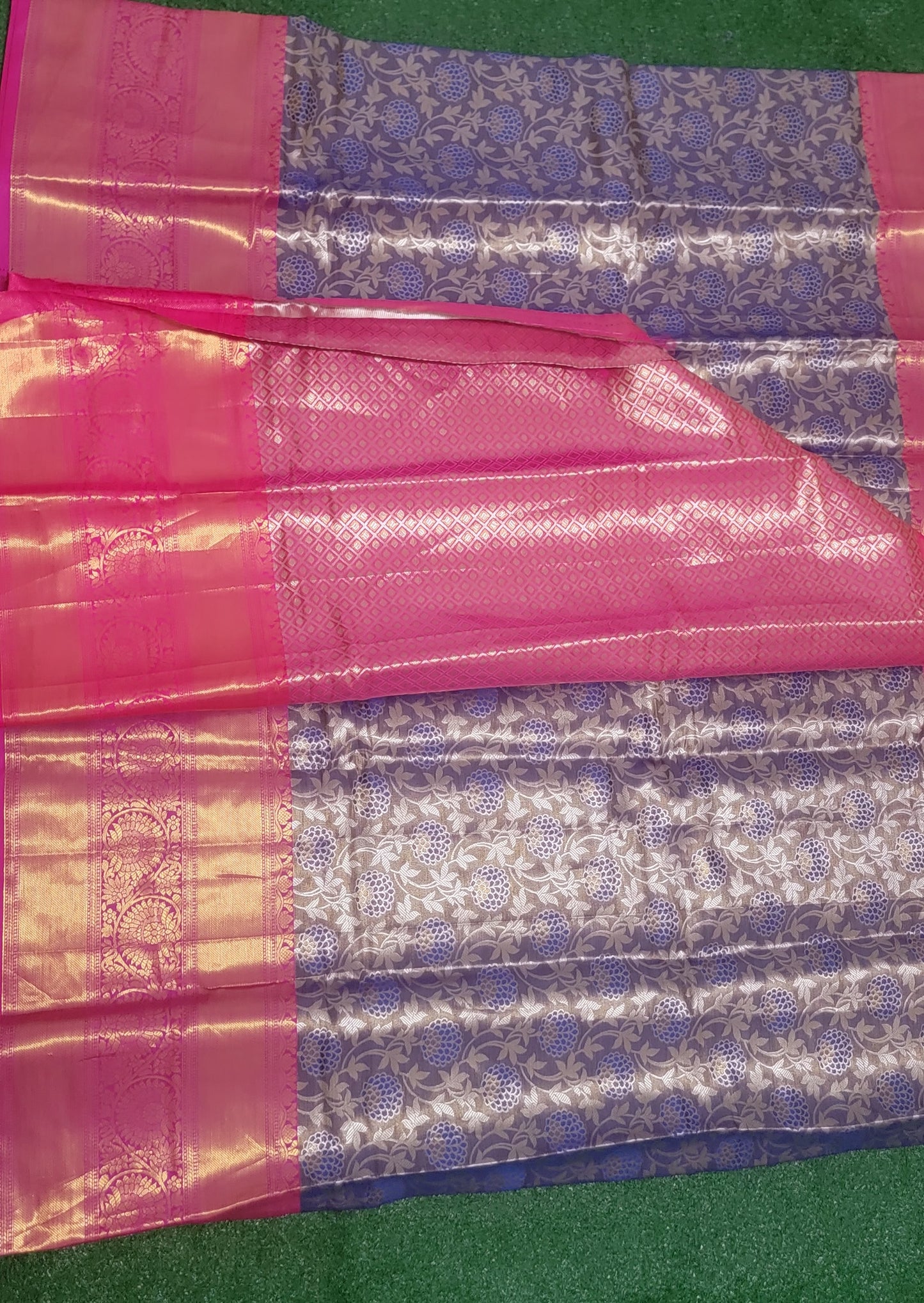 Semi Silk Tissue Saree - Purplish Blue