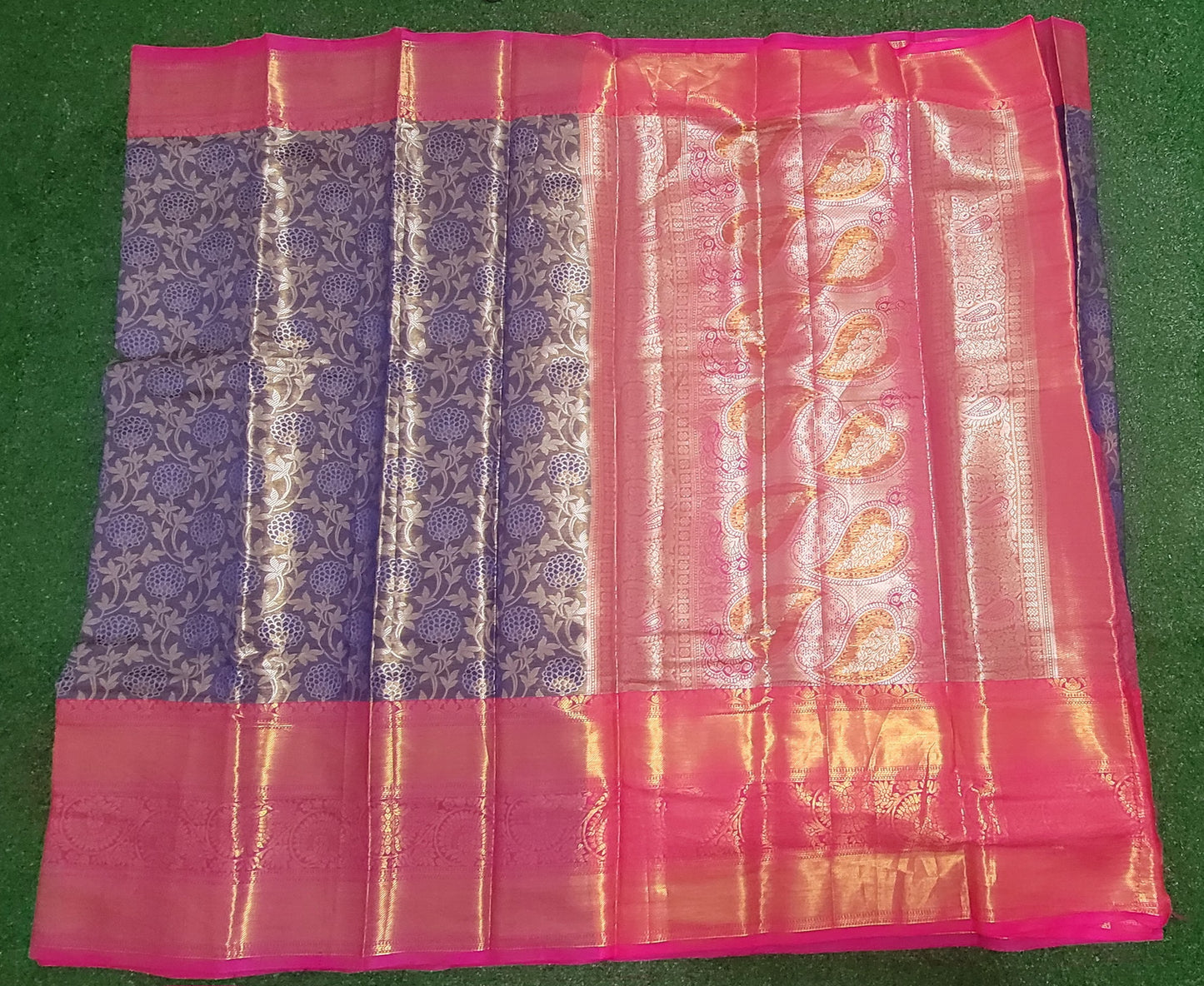 Semi Silk Tissue Saree - Purplish Blue