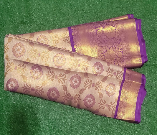 Semi Silk Tissue purple Saree