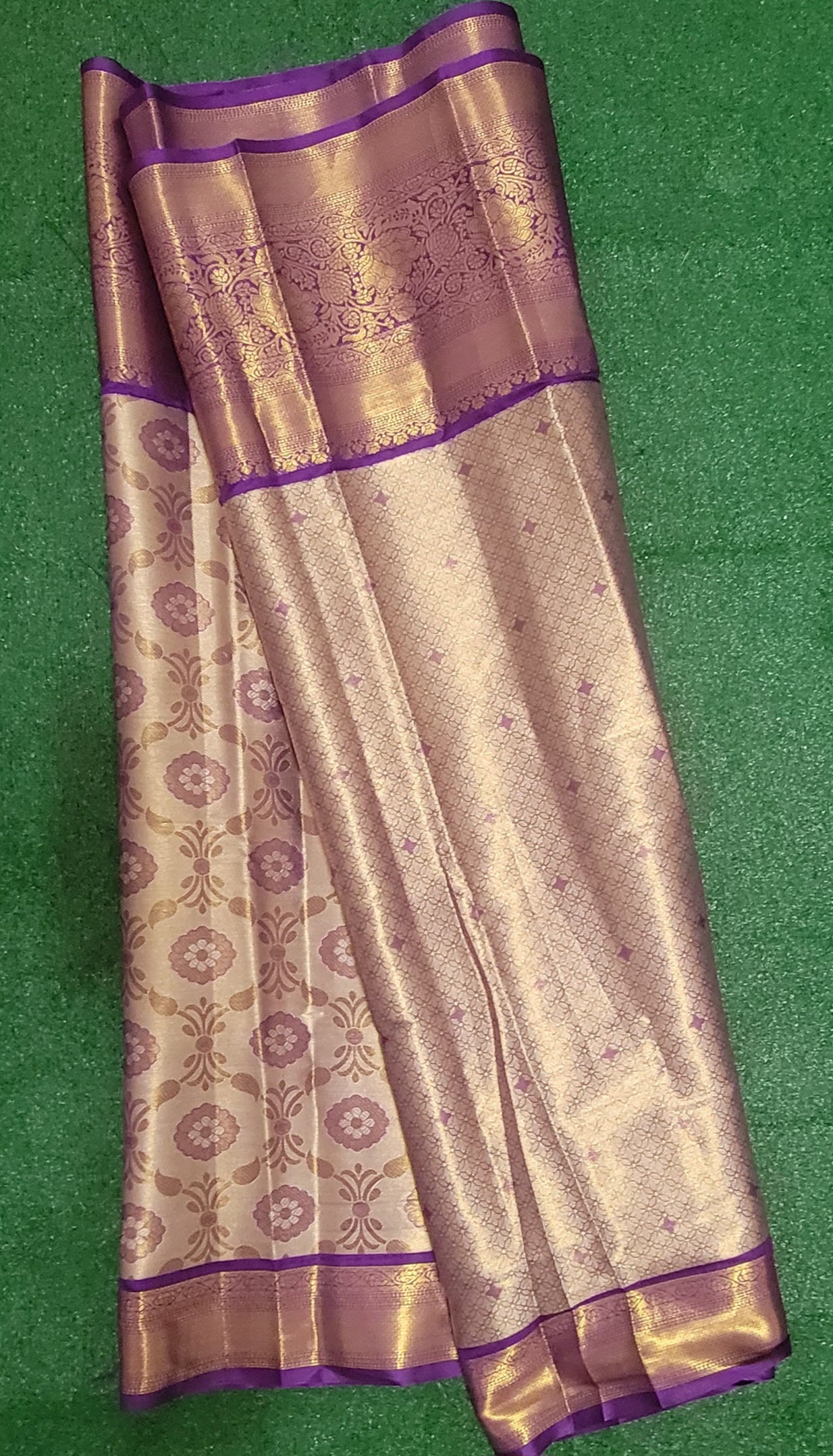Semi Silk Tissue purple Saree