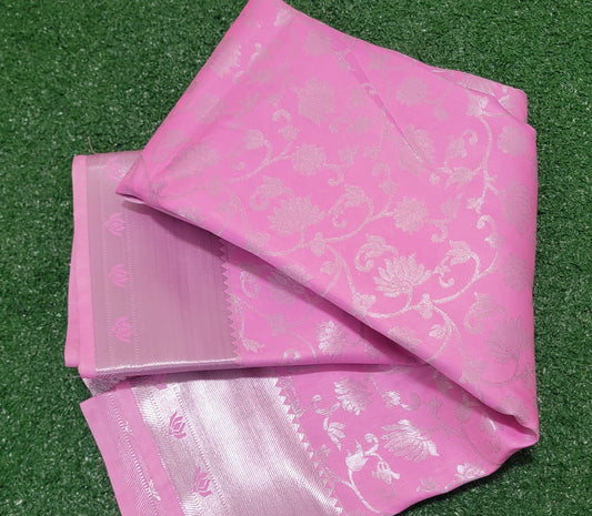 Beautiful Baby Pink Color Soft Silk Sarees - Self Color