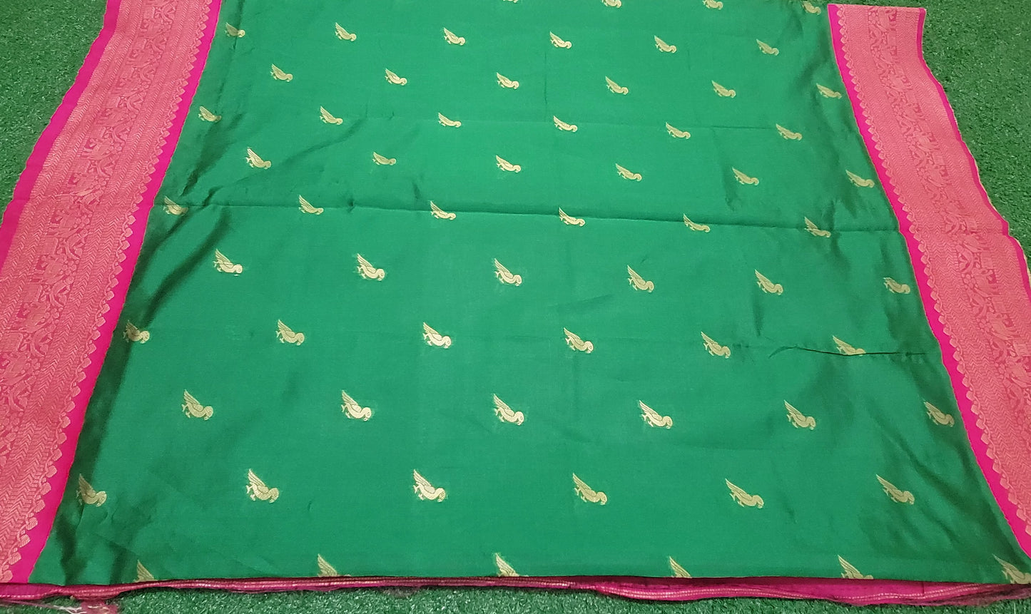 Fancy Soft Silk Saree - Green and Rani color