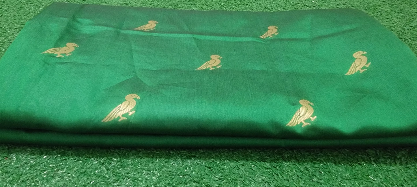 Fancy Soft Silk Saree - Green and Rani color