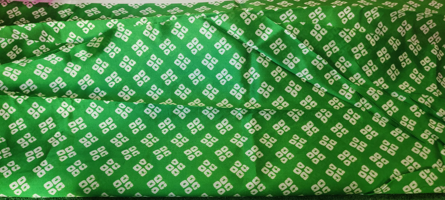 Beautiful bandhani print  art silk Saree - Pink and Green combination