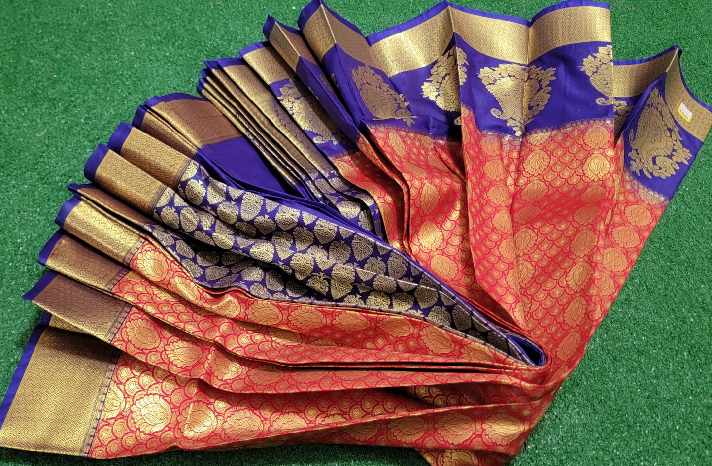 Kanchi Soft Semi Silk Saree - Red and Dark Purple