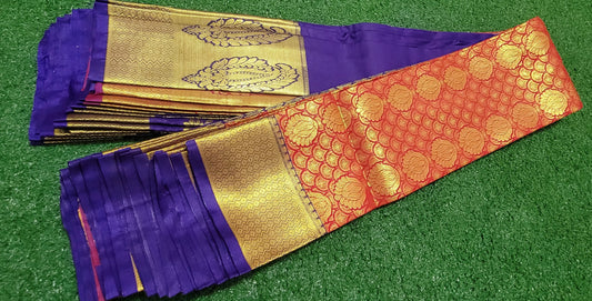 Kanchi Soft Semi Silk Saree - Red and Dark Purple