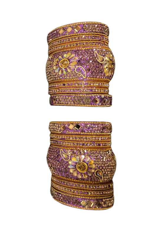 Indian stone bangle set - Lilac