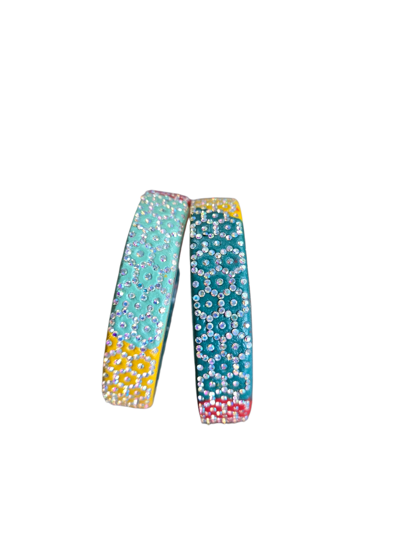 Stone kada glass bangles - Pair