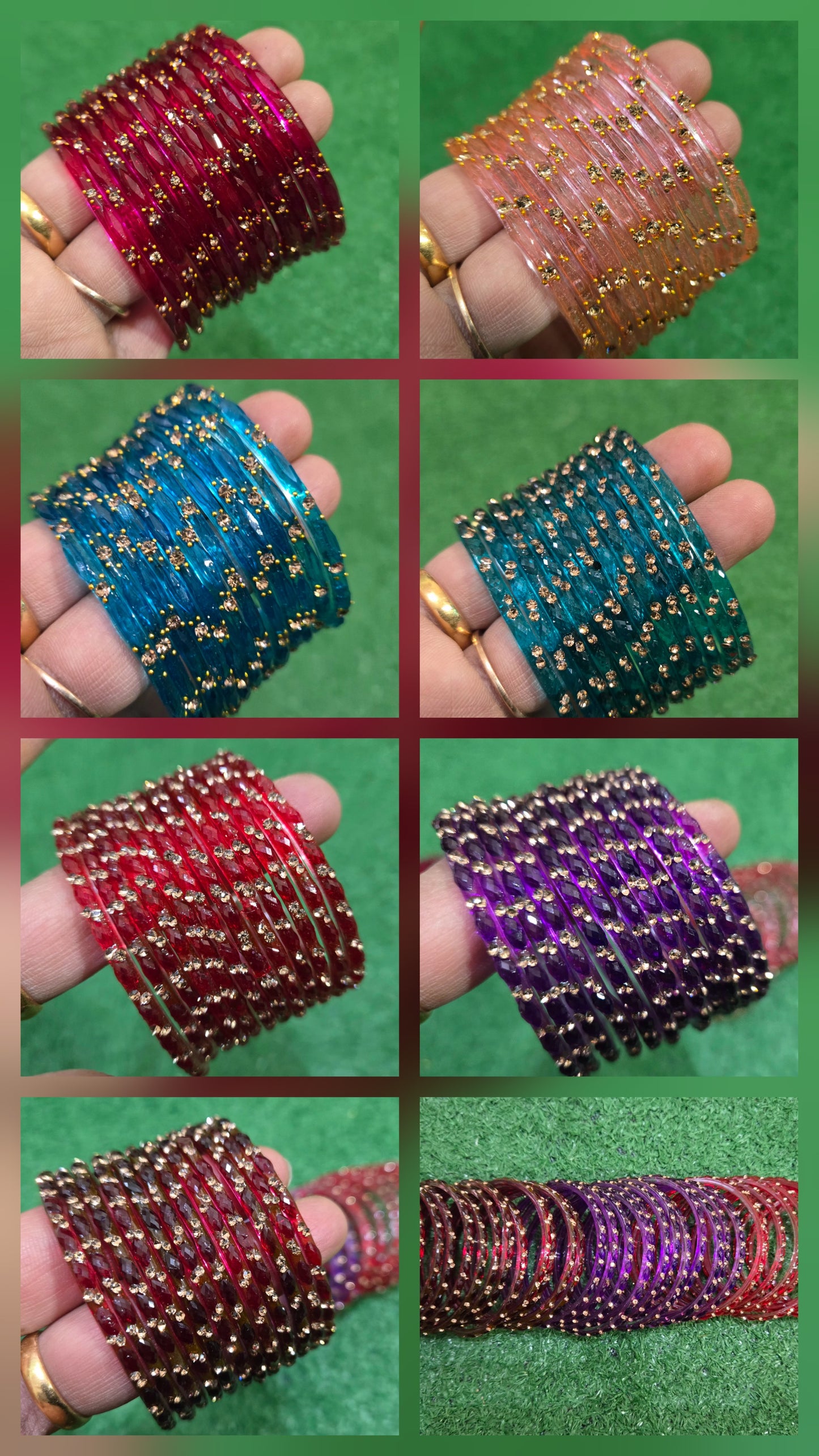 Premium raindrop glass bangles - size 2.4