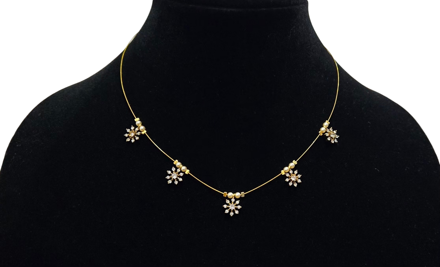 White Blossom Pendant Necklace with swarowski pearls