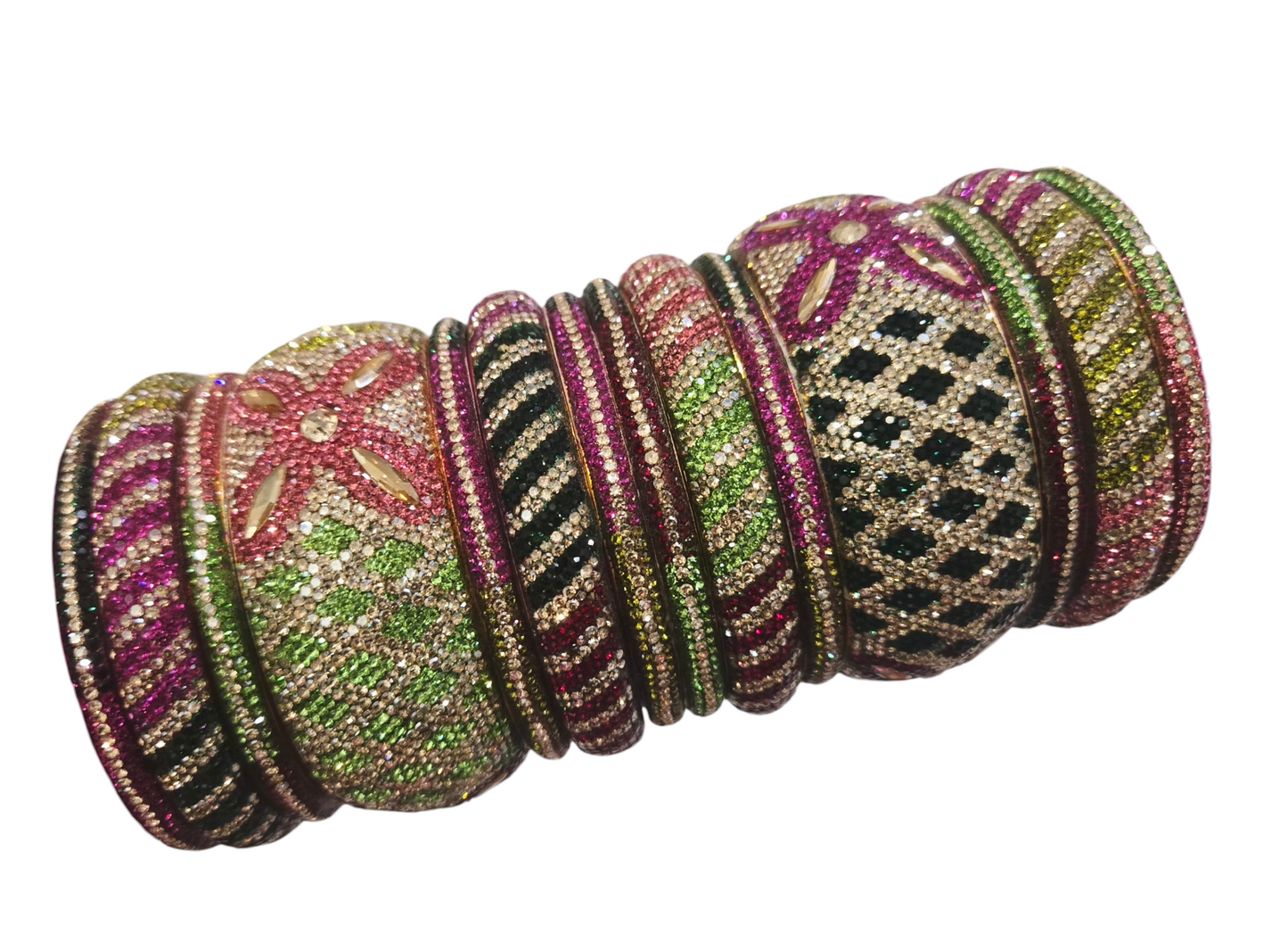 Premium quality heavy stone bangle set - Petal Design