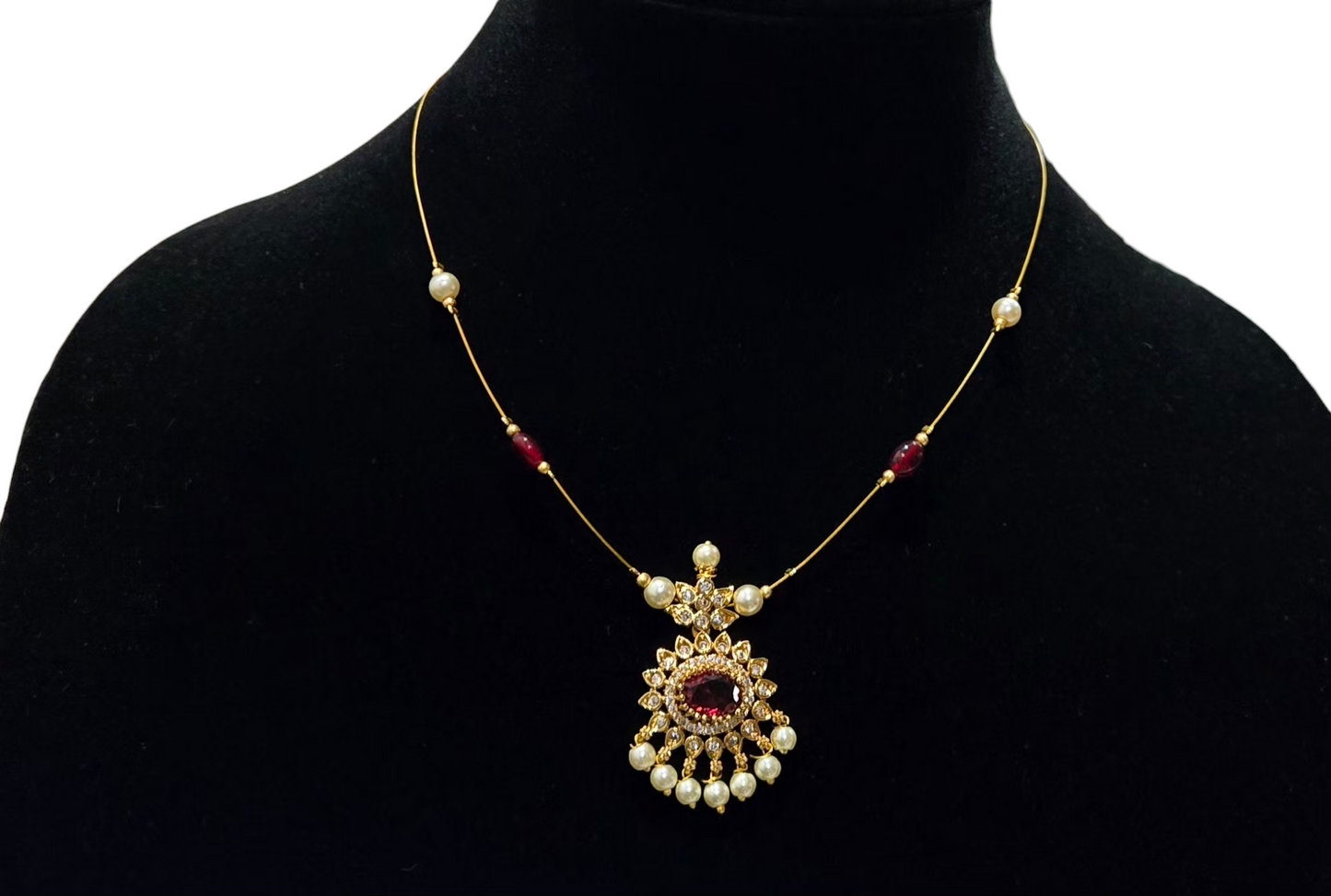 Noir Maharani Pearl-drops Kundan Pendant Necklace