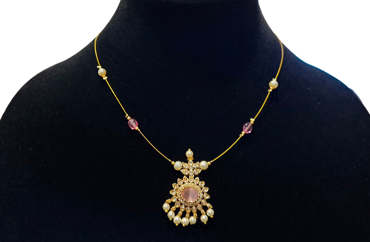 Noir Maharani Pearl-drops Kundan Pendant Necklace