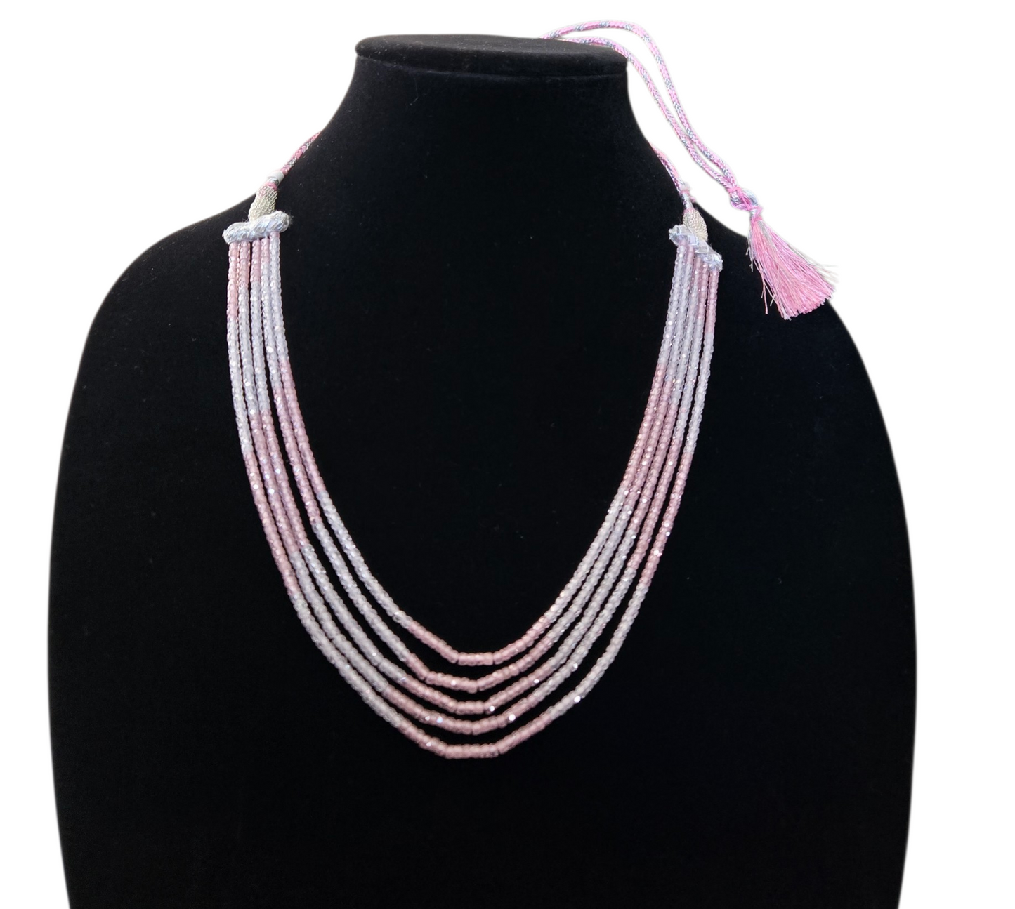 Original CZ Beads Multicolor Gradient Multi‑Strand Necklace