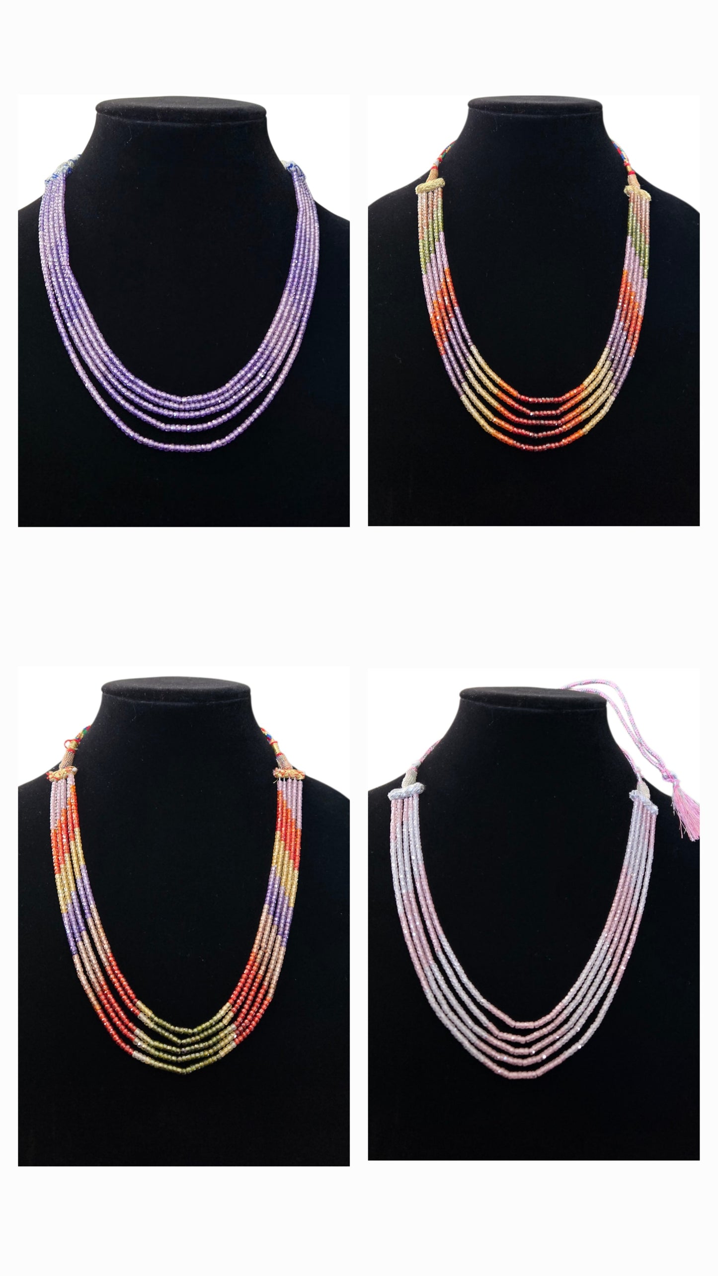 Original CZ Beads Multicolor Gradient Multi‑Strand Necklace