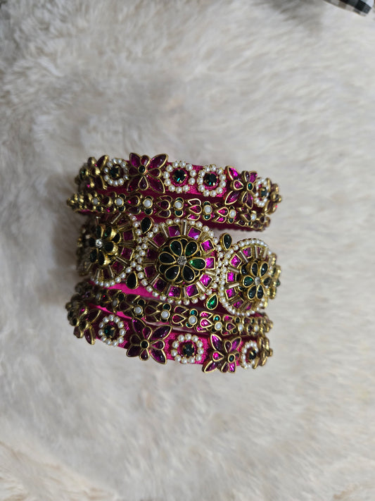 Heavy handmade kundan bangle set