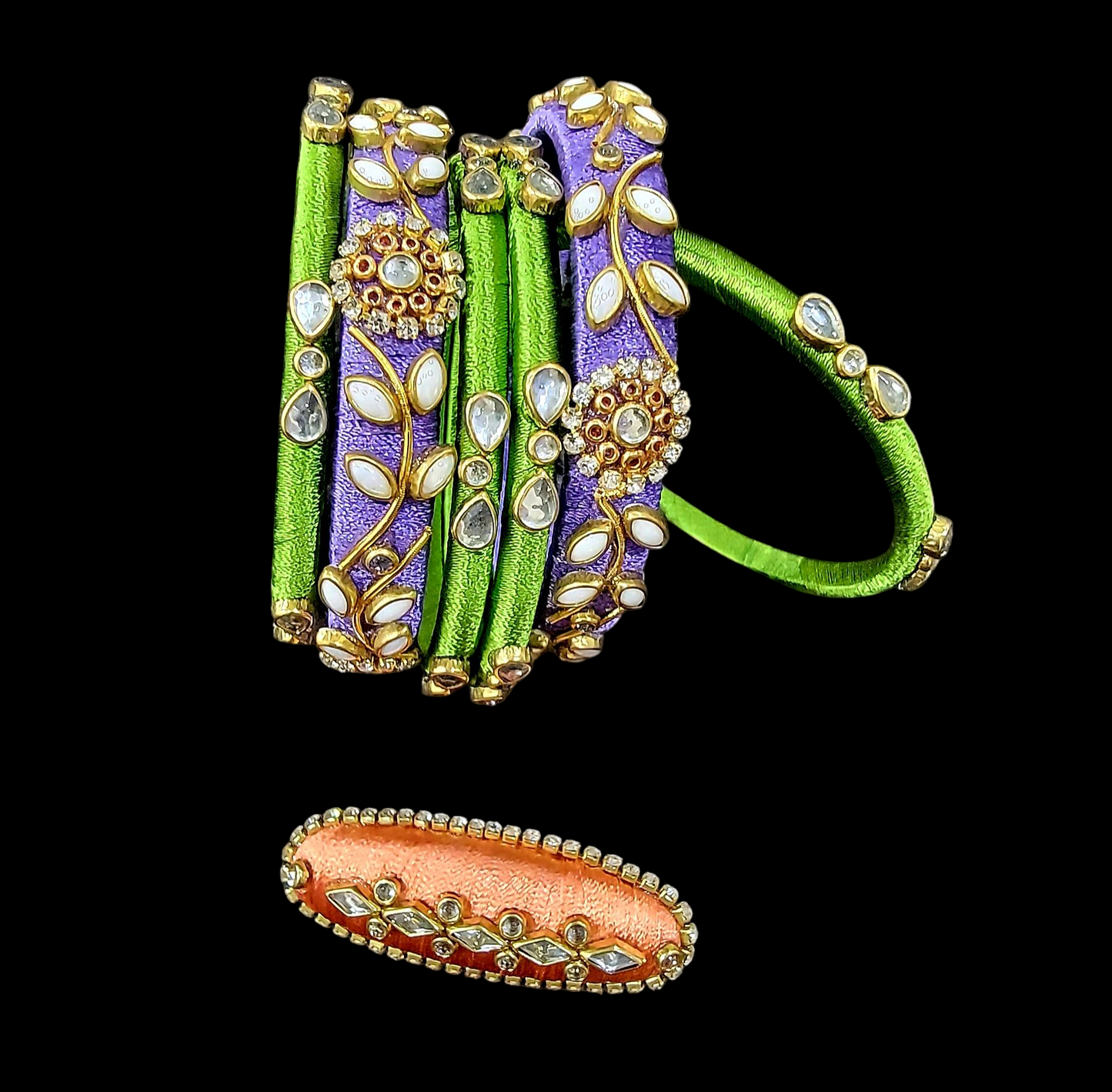 Beautiful handmade combo special- Set of bangles and brooch