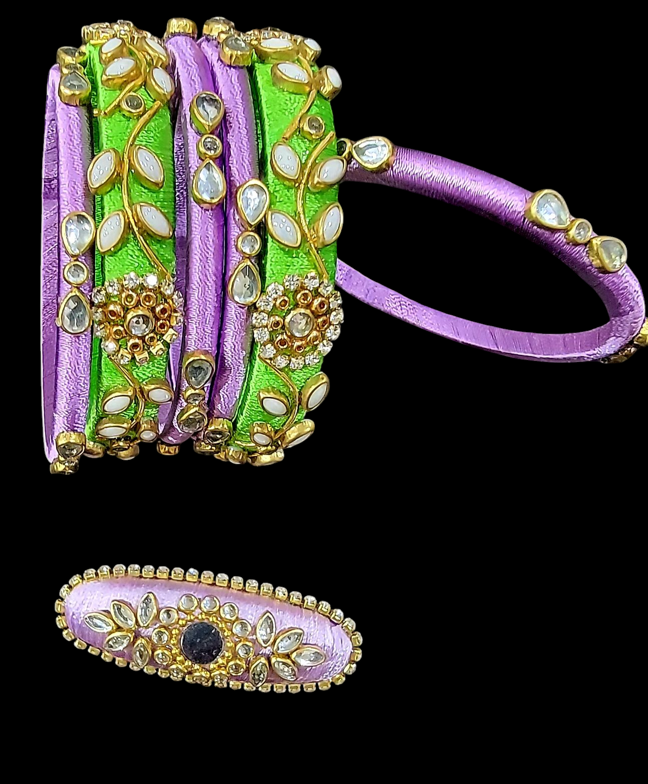 Beautiful handmade combo special- Set of bangles and brooch