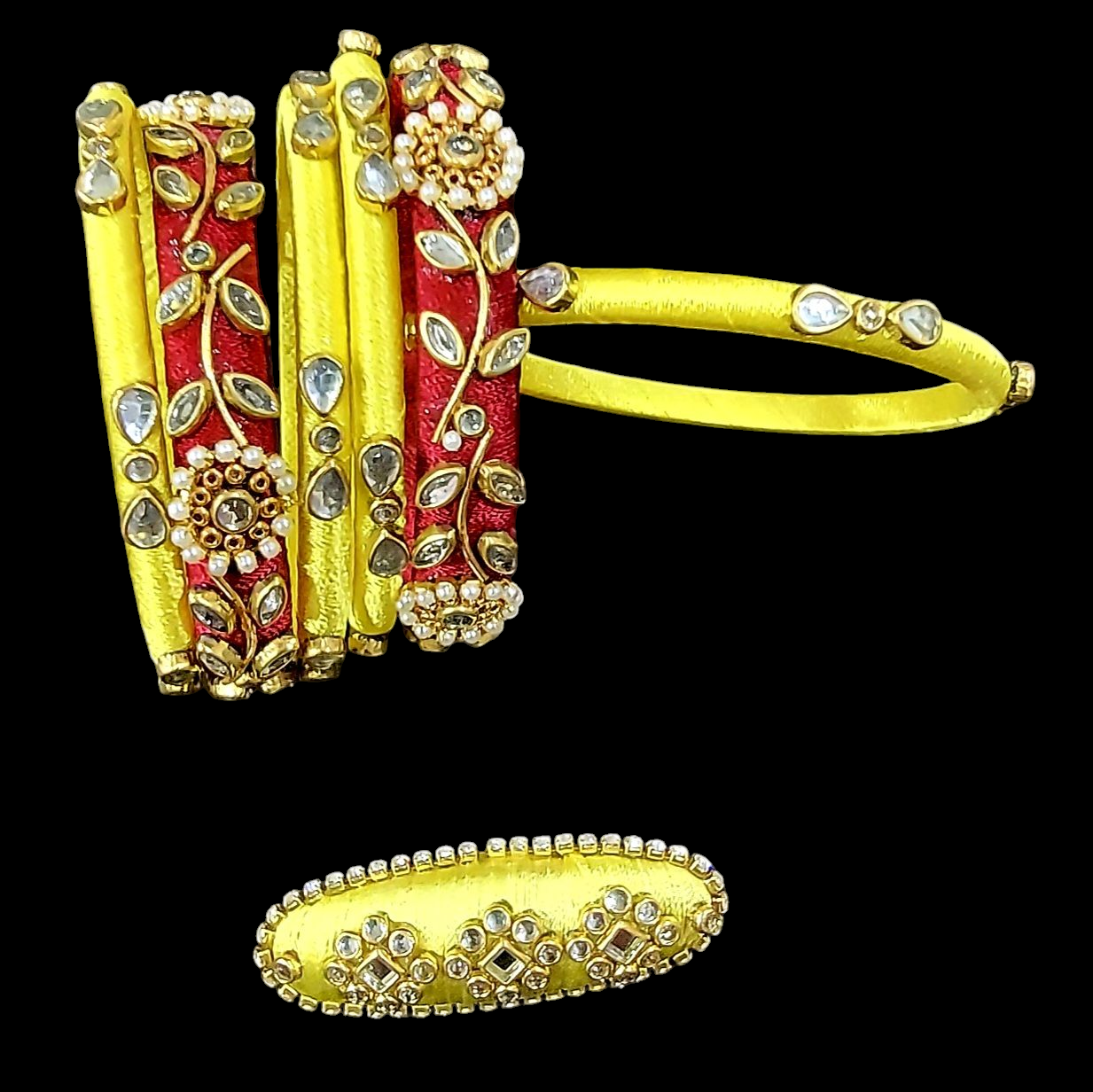 Beautiful handmade combo special- Set of bangles and brooch