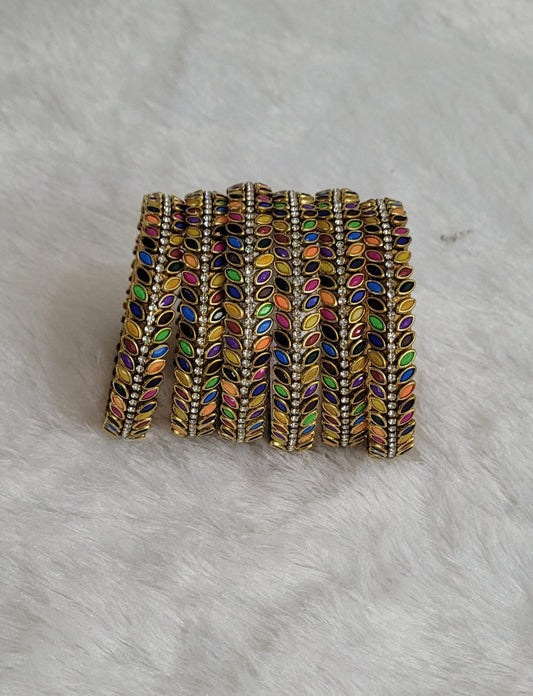 Silk Thread Bangles - Multi color kundans