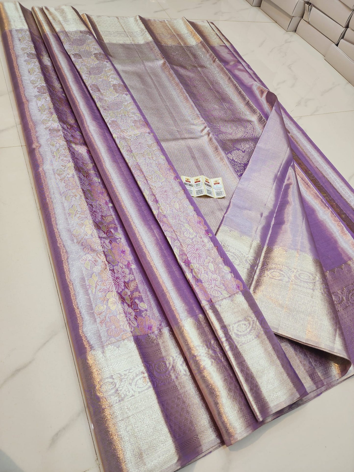 Silk mark certified Pure Silk kanchi pattu saree - Trending Lavender