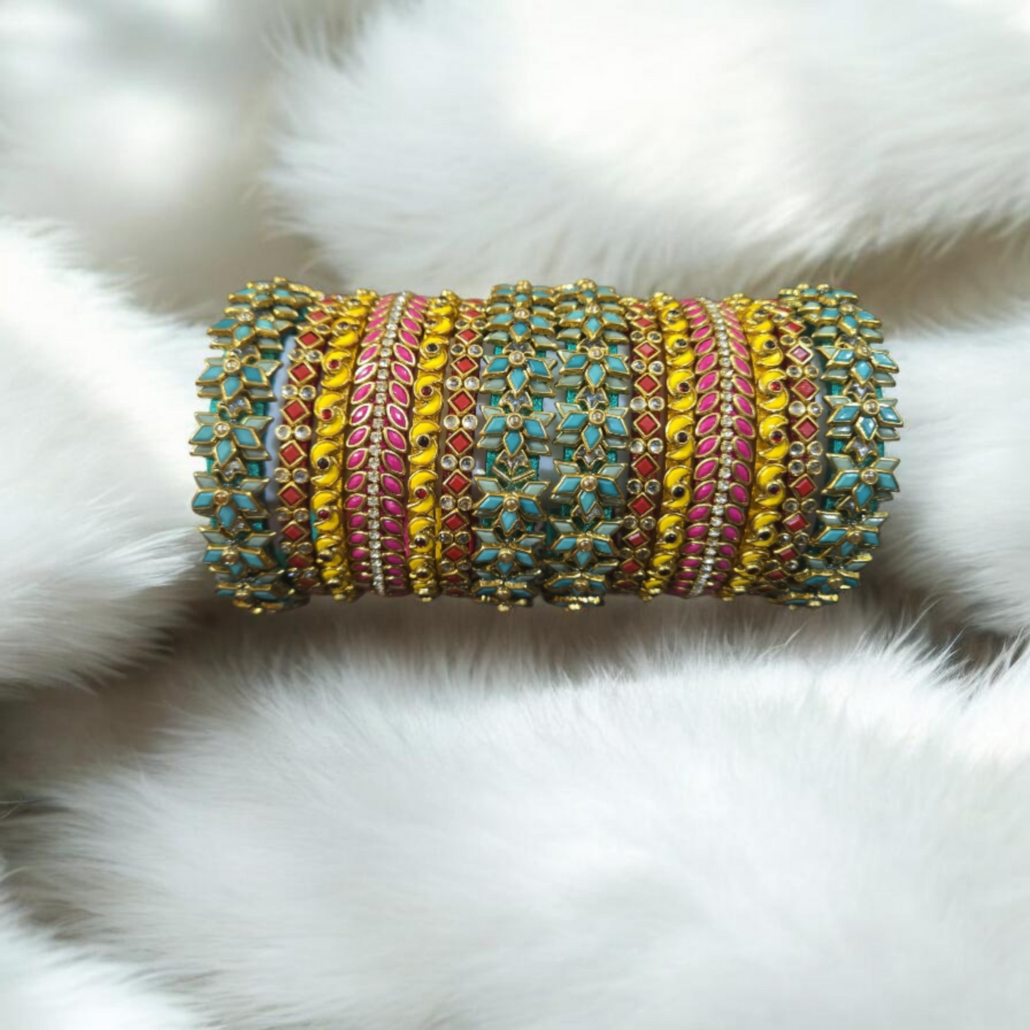 Beautiful heavy handmade bridal set with 3d bangles