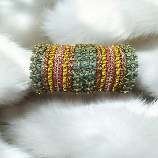 Beautiful heavy handmade bridal set with 3d bangles