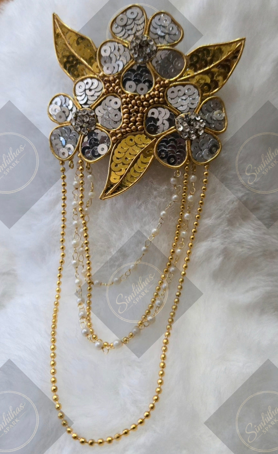 Handmade Sequin hair clip with chains
