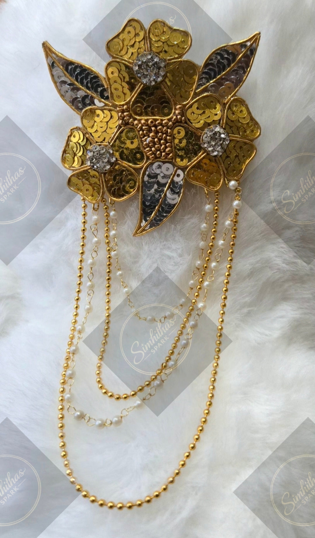 Handmade Sequin hair clip with chains