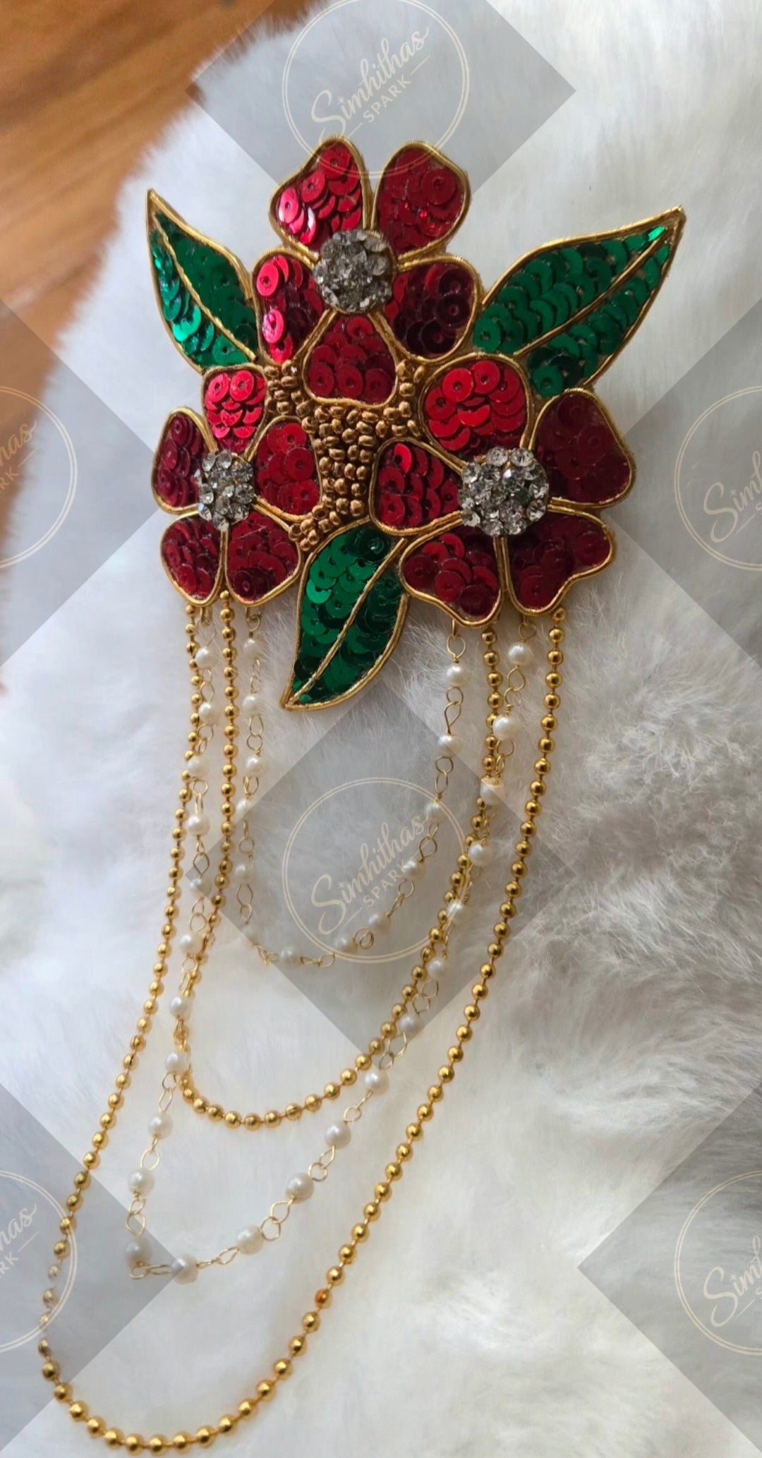 Handmade Sequin hair clip with chains