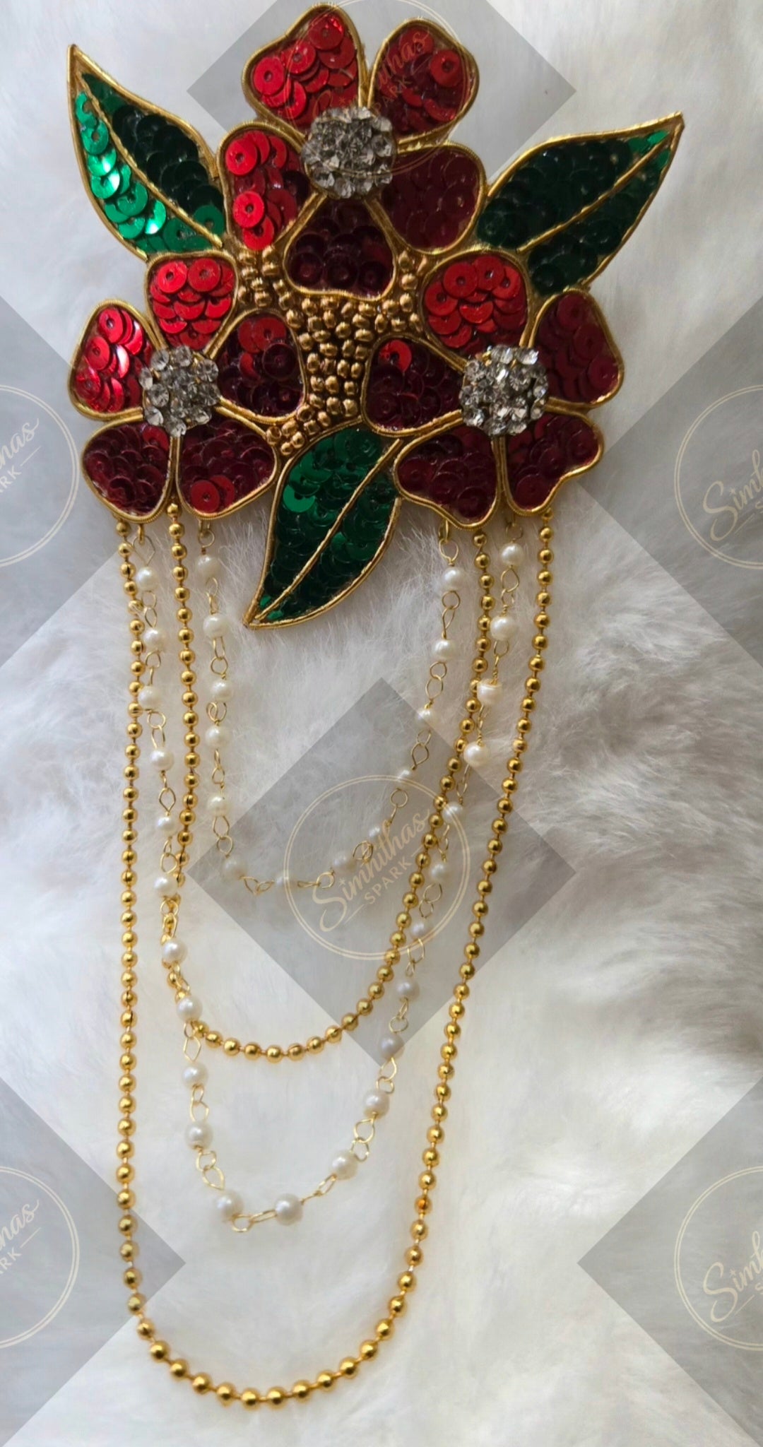 Handmade Sequin hair clip with chains
