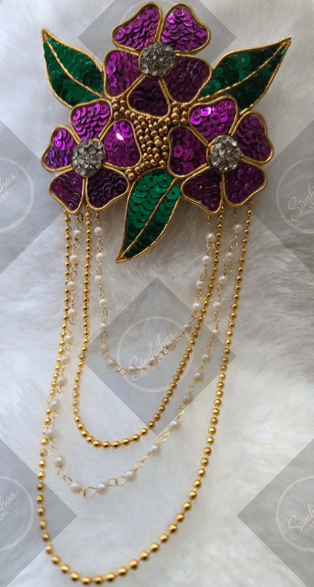 Handmade Sequin hair clip with chains