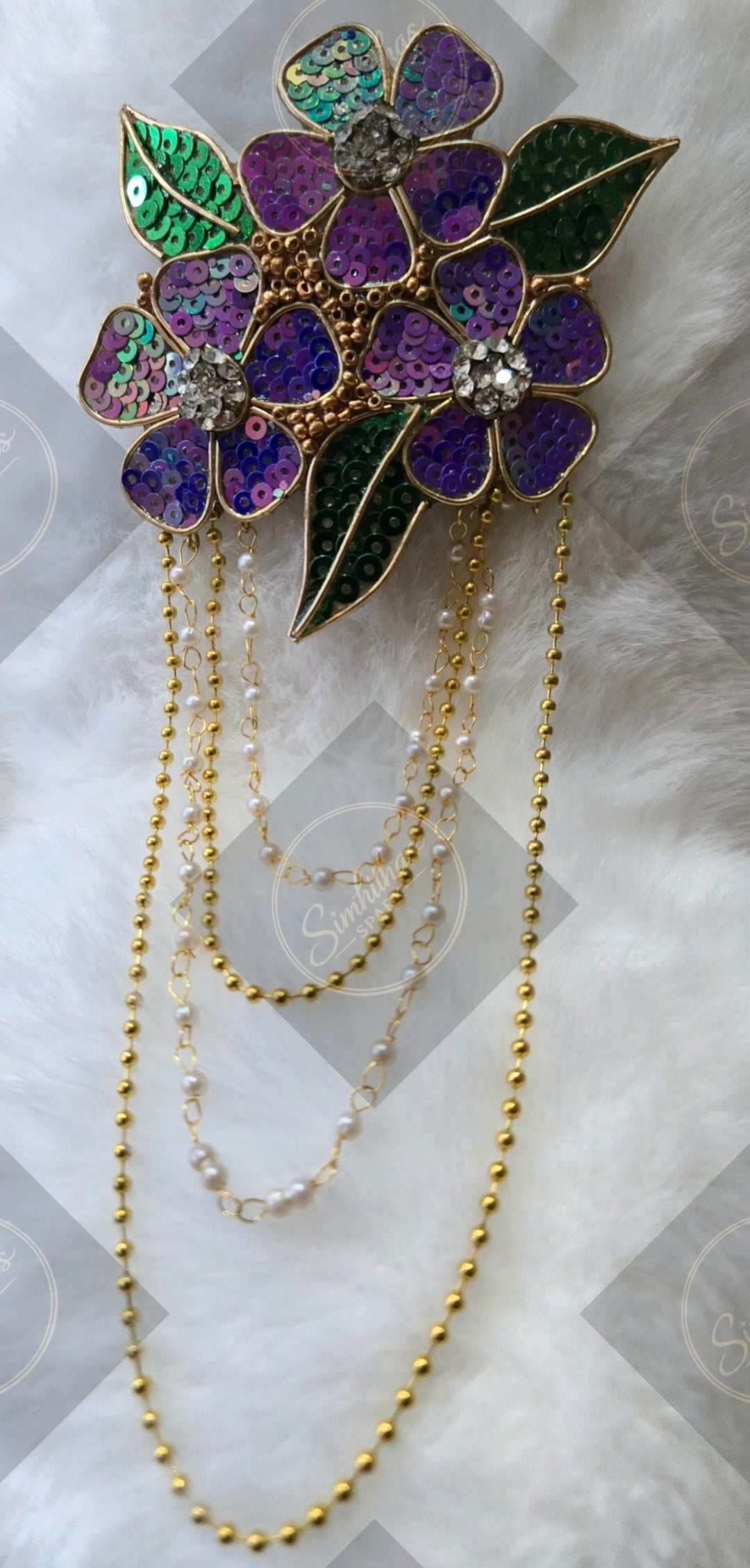 Handmade Sequin hair clip with chains