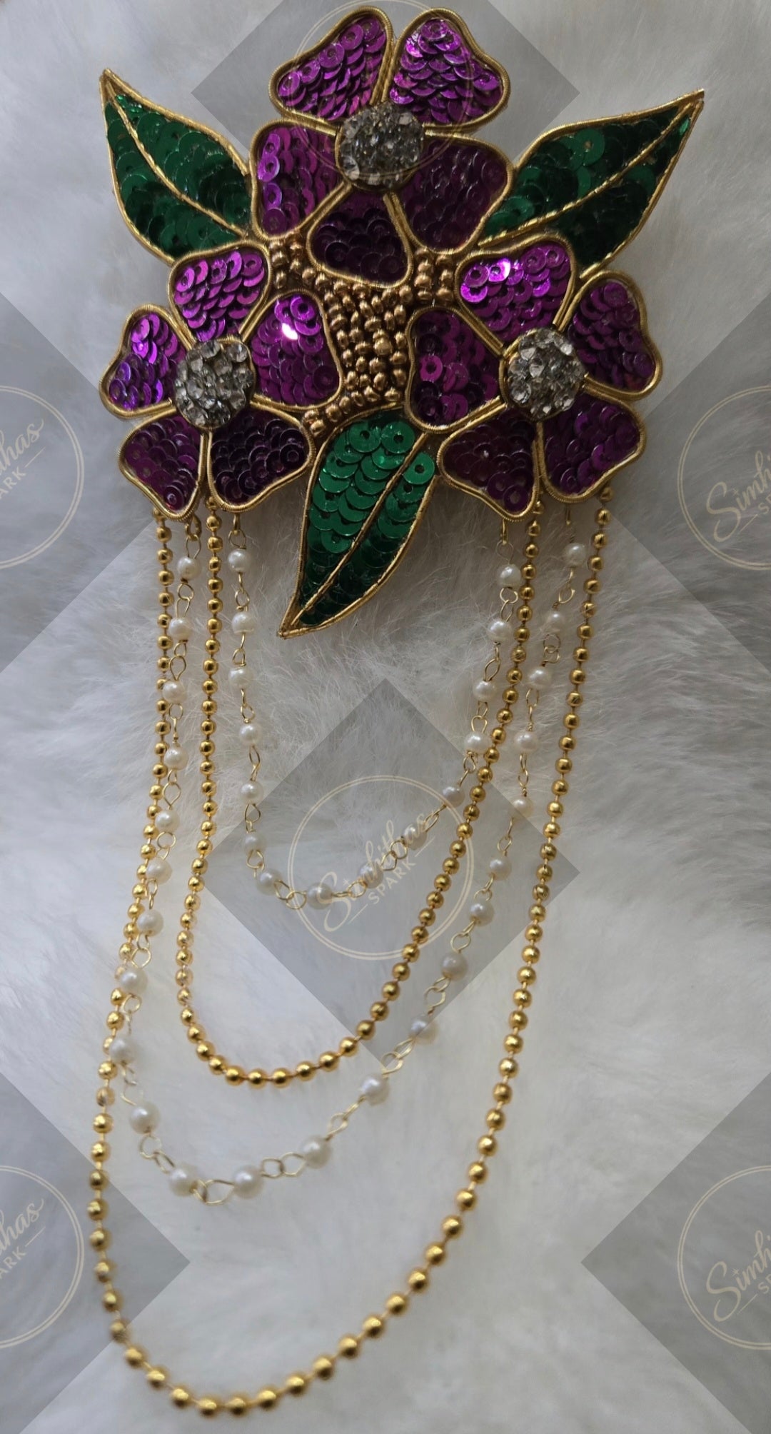 Handmade Sequin hair clip with chains