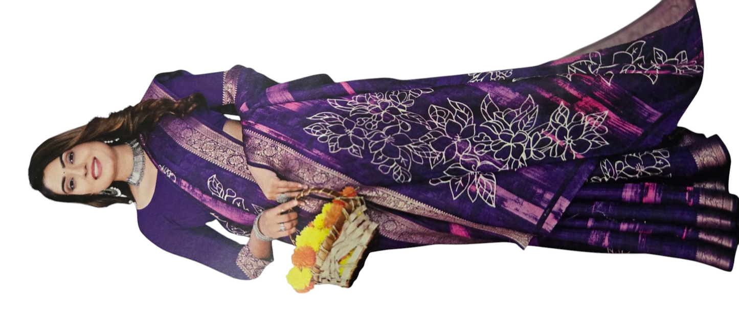 Soft Milky Silk Saree - Multi color