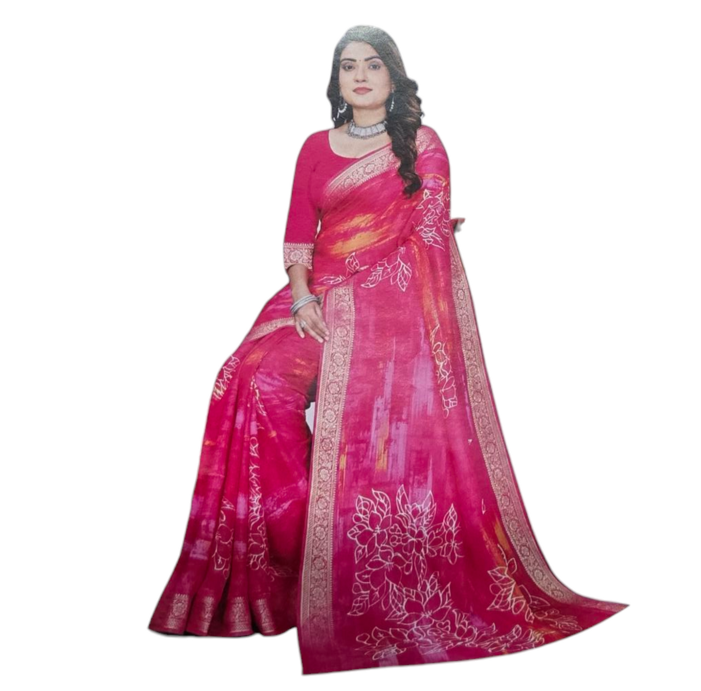 Soft Milky Silk Saree - Multi color