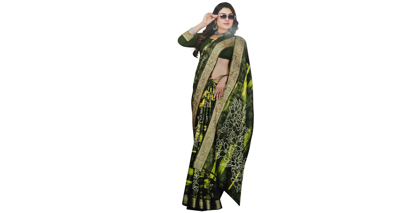 Soft Milky Silk Saree - Multi color