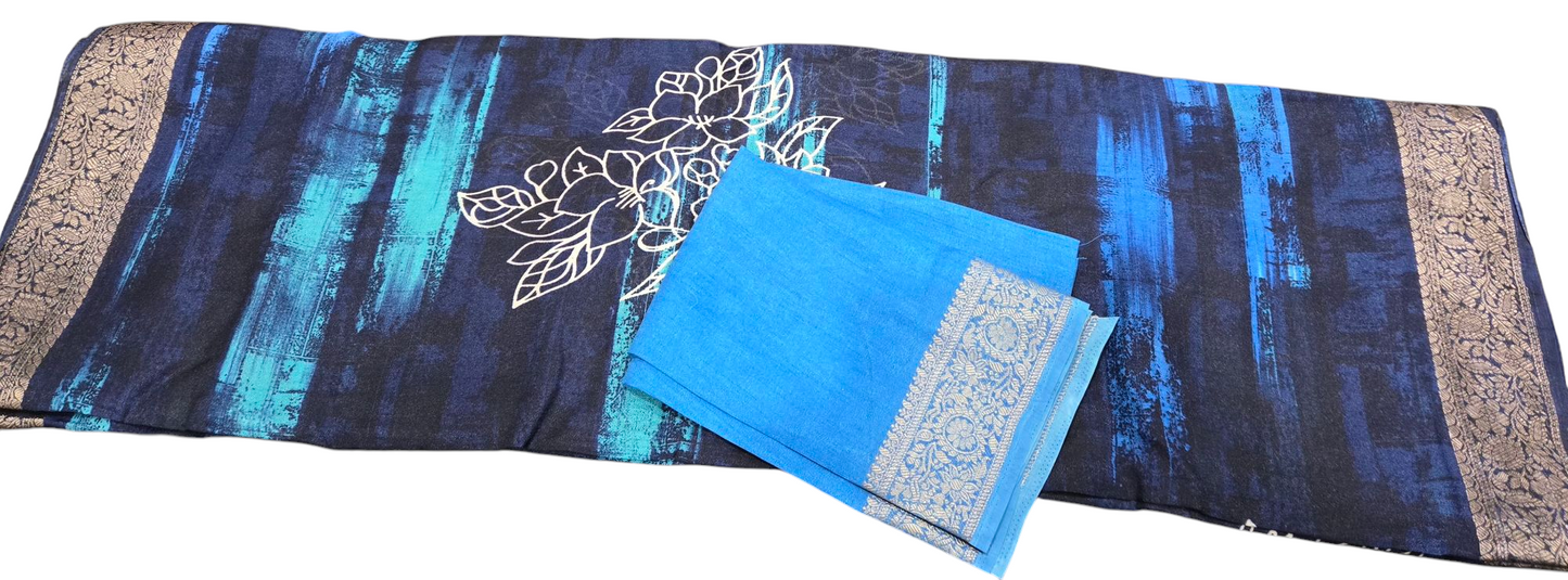 Soft Milky Silk Saree - Multi color