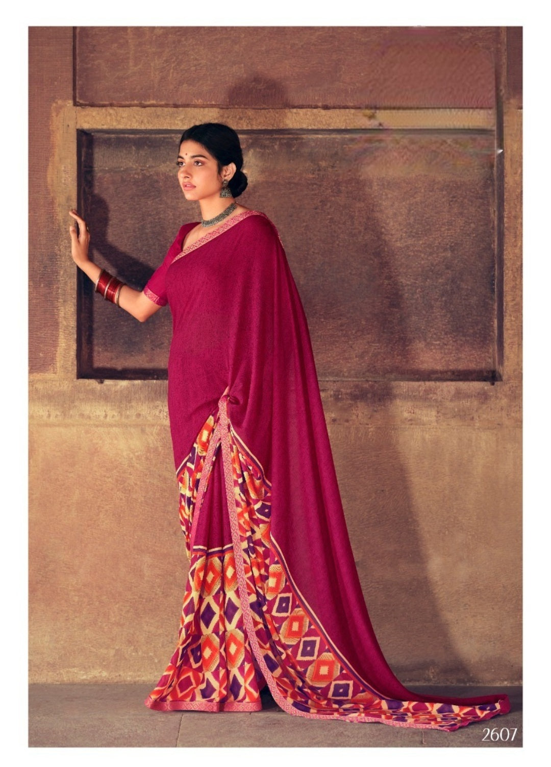 Soft Chiffon geometric shapes sarees - Multi color