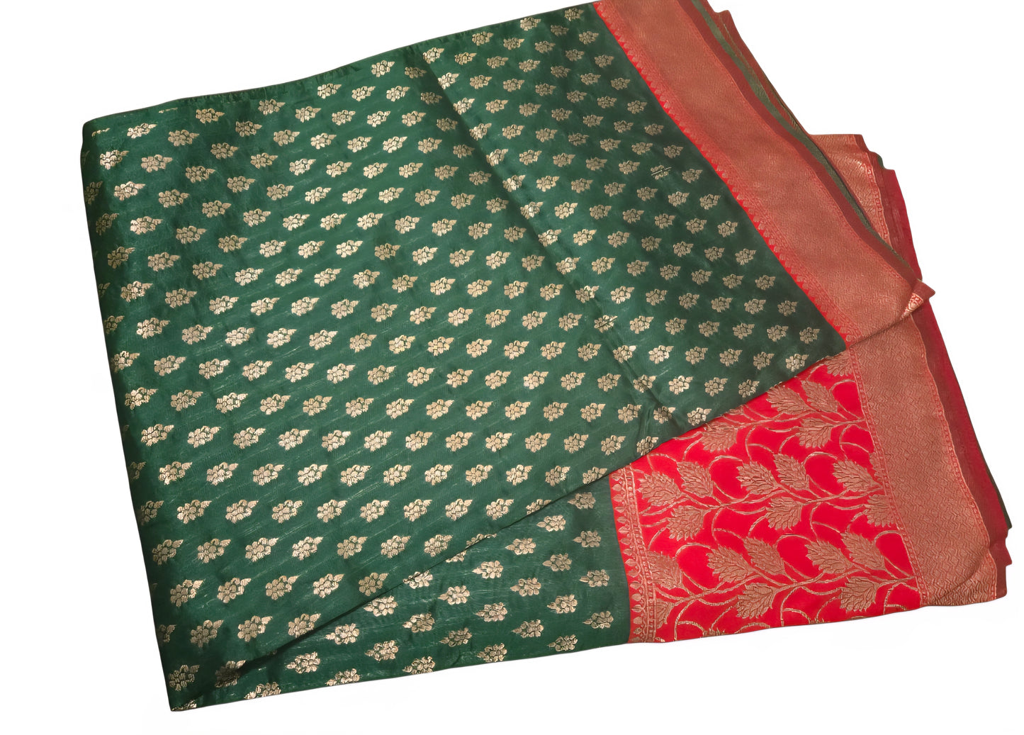 Baeutiful green and red combination fancy pattu saree