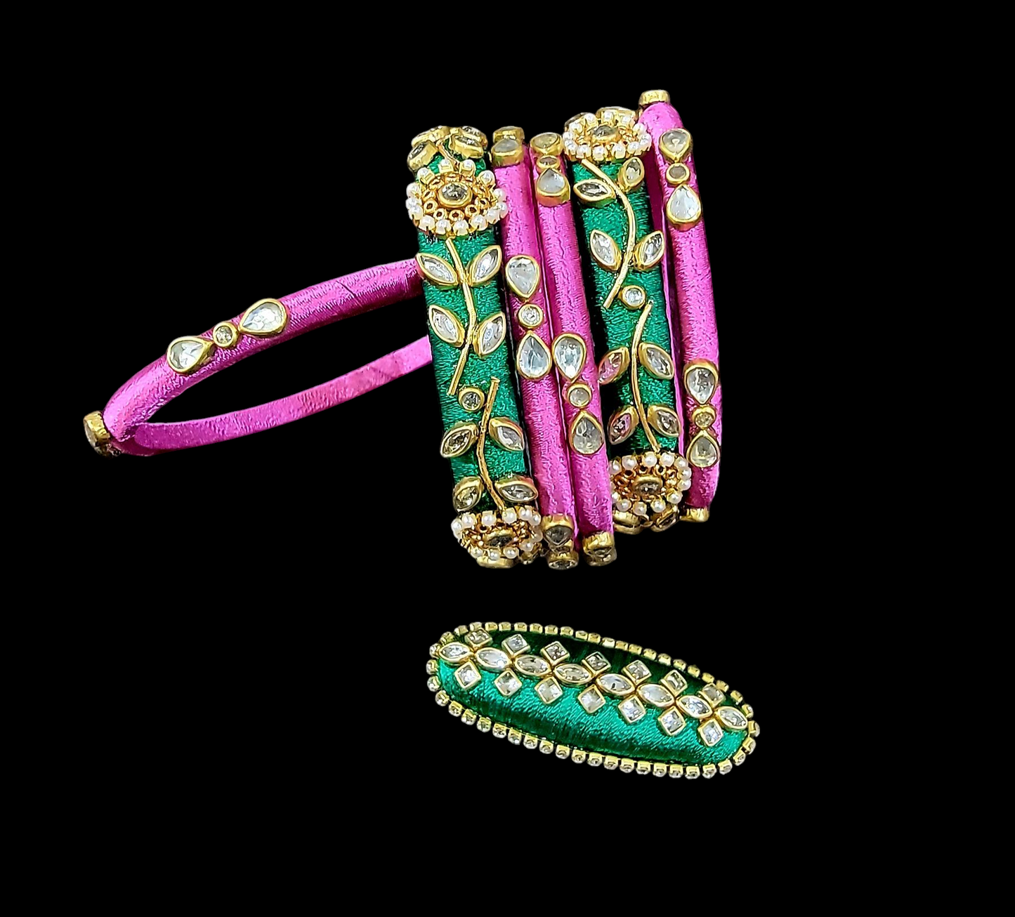 Beautiful handmade combo special- Set of bangles and brooch