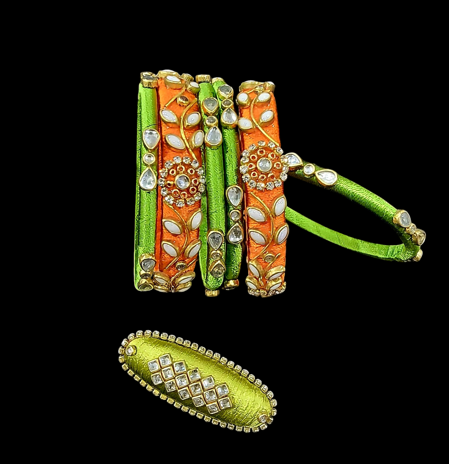 Beautiful handmade combo special- Set of bangles and brooch